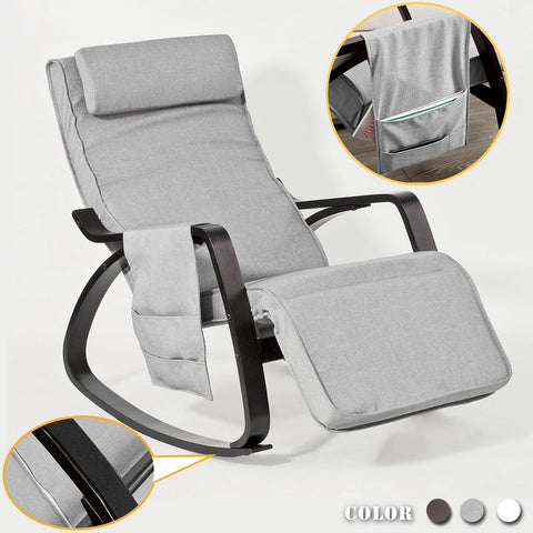 SoBuy Scaun dondic scaun relaxare fotoliu gri poggie picioare reglabile fst20-hg