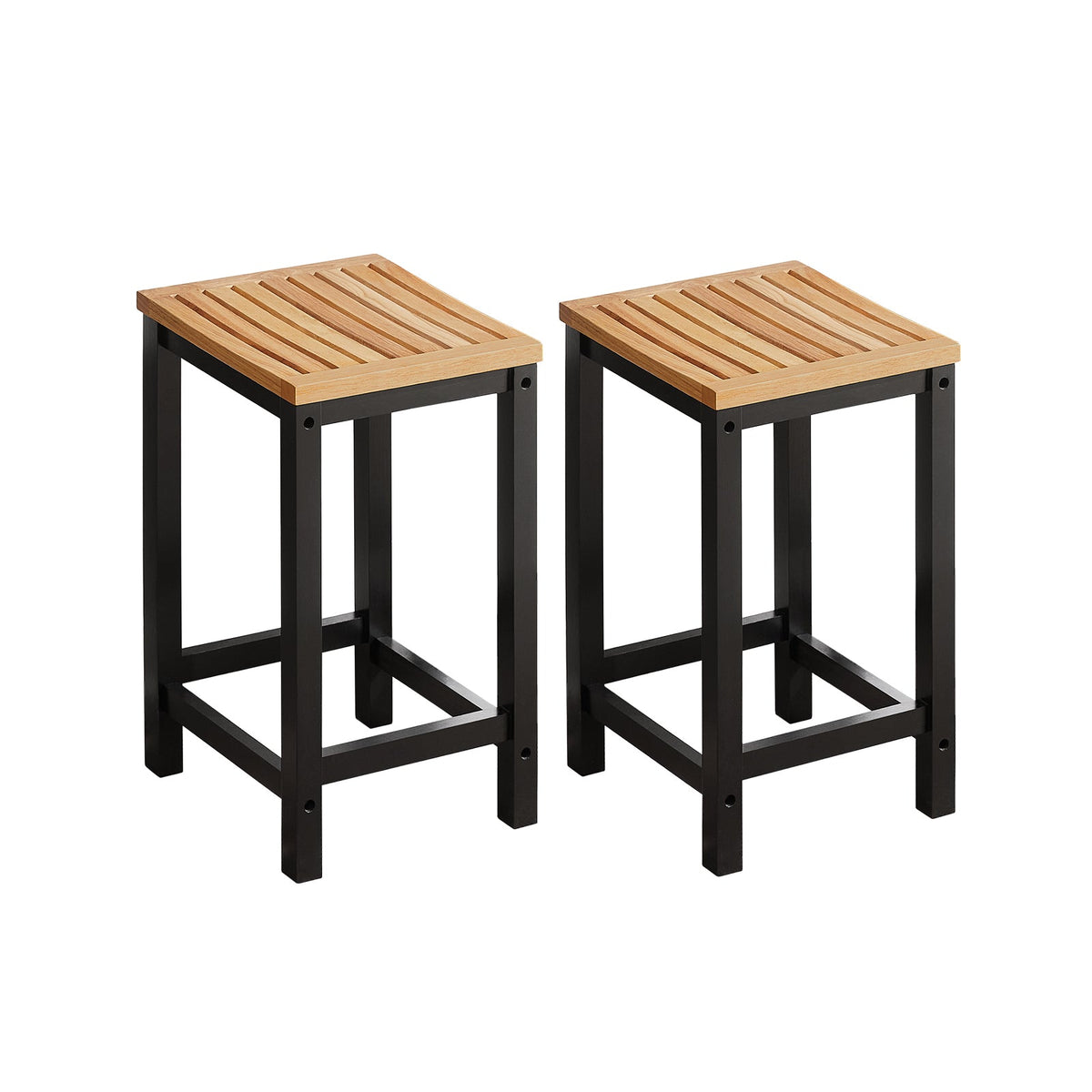 SoBuy FST29-SCHx2 Lot de 2 Chaises Tabourets de Cuisine en Bois avec Repose-Pieds
