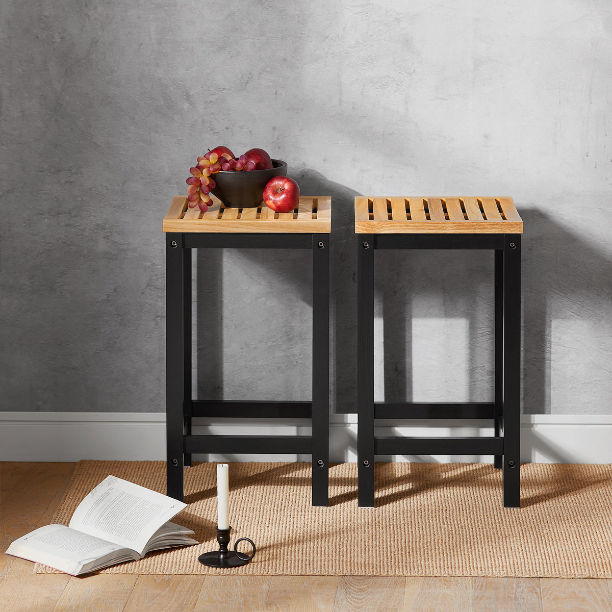 SoBuy FST29-SCHx2 Set de 2 scaune de bar din lemn pentru bucătărie cu suport pentru picioare