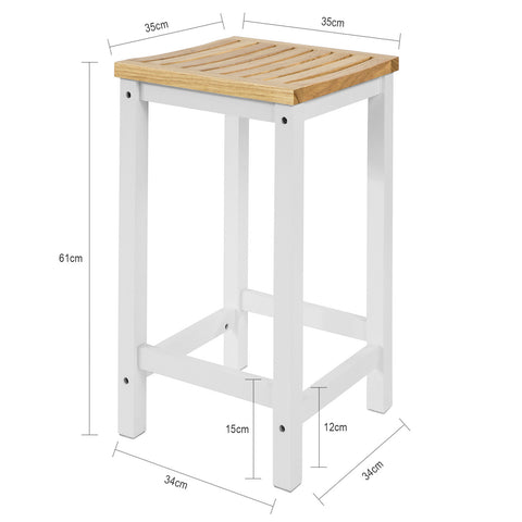 SoBuy Setați 2 scaune pentru scaune de bucătărie moderne solid solid din lemn alb înălțime 61 cm, capacitate maximă 100 kg fst29-cross2