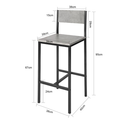 SoBuy FST53-HGx2 Set de 2 Scaune de Bar Scaune Înalte de Bucătărie Scaune de Bar