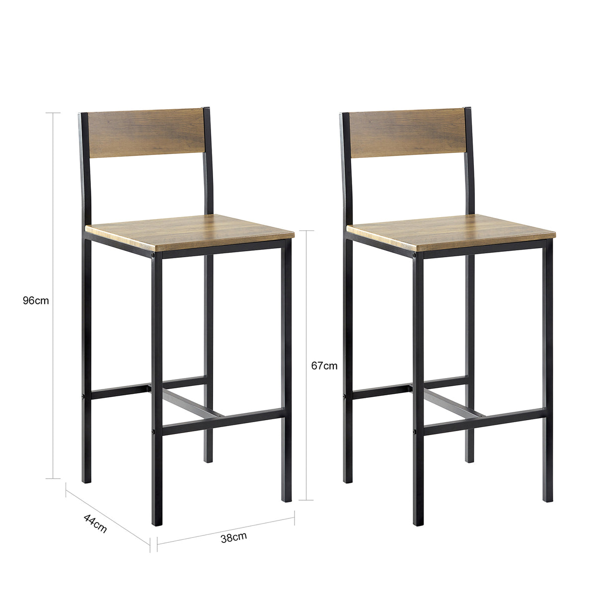 SoBuy FST53-XLx2 Set de 2 Scaune de Bar pentru Bucătărie, cu Suport pentru Picioare