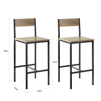 SoBuy FST53-XLx2 Set de 2 Scaune de Bar pentru Bucătărie, cu Suport pentru Picioare