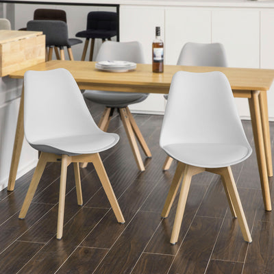 SoBuy FST58-W Scaun scandinav pentru bucătărie sufragerie cu șezut tapițat