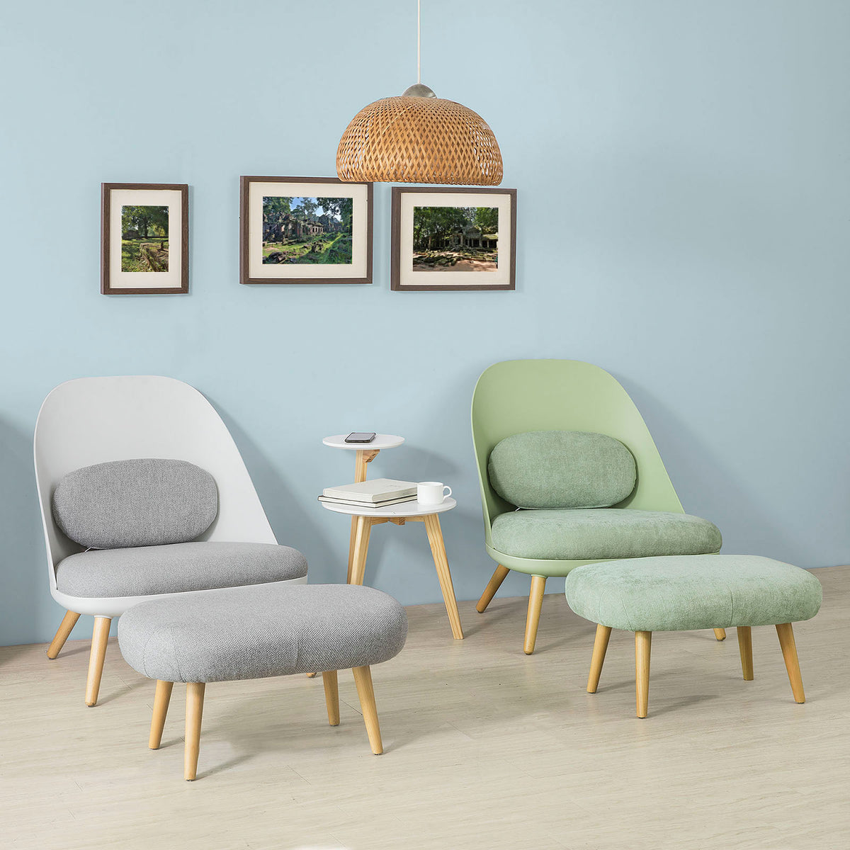 SoBuy FST63-HG Fotoliu Relax cu Suport Picioare Taburet Șezlong Living Dormitor