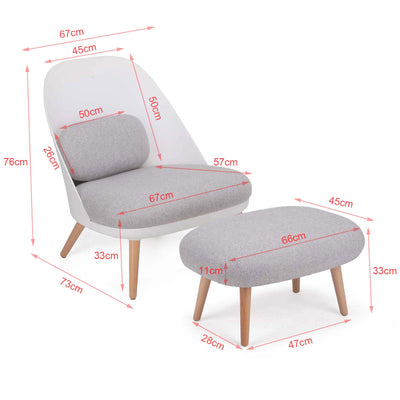 SoBuy FST63-HG Fotoliu Relax cu Suport Picioare Taburet Șezlong Living Dormitor
