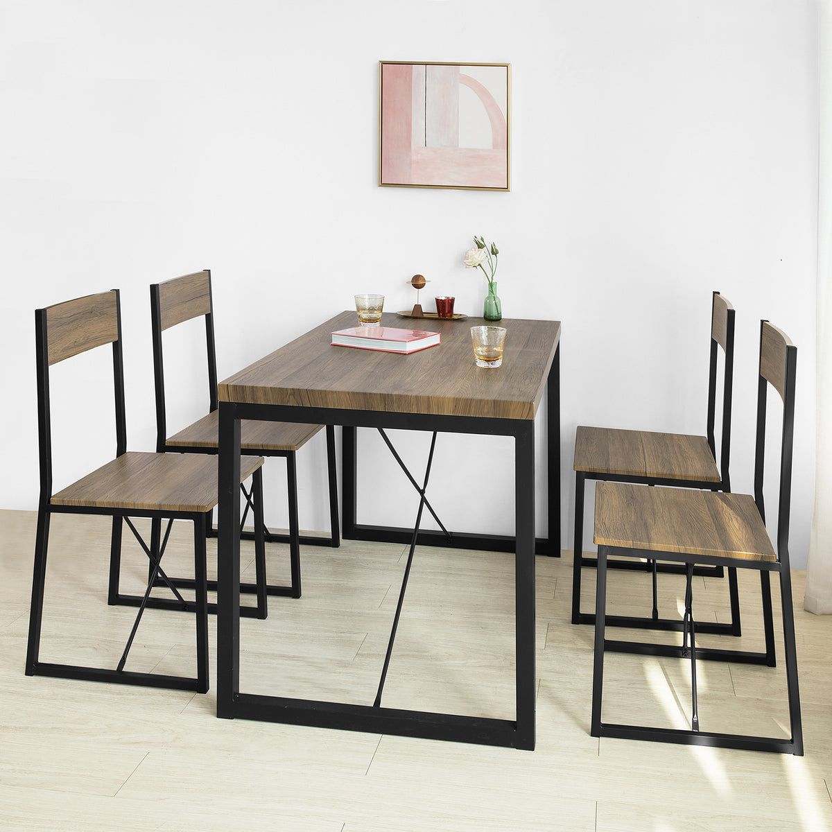 SoBuy FST67x4 Set de 4 scaune de bucătărie din metal Scaune de sufragerie cu spătar Scaun pentru restaurant