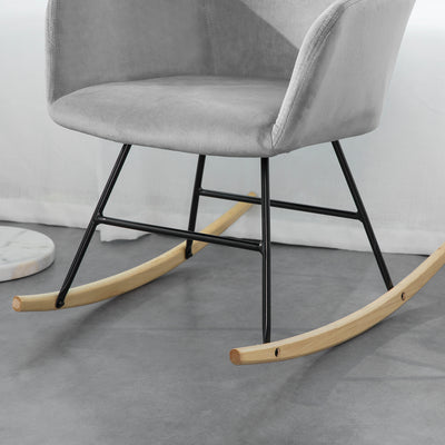 SoBuy FST68-DG Chaise à Bascule avec Accoudoirs Fauteuil de Relaxation Pieds