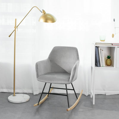 SoBuy FST68-DG Chaise à Bascule avec Accoudoirs Fauteuil de Relaxation Pieds