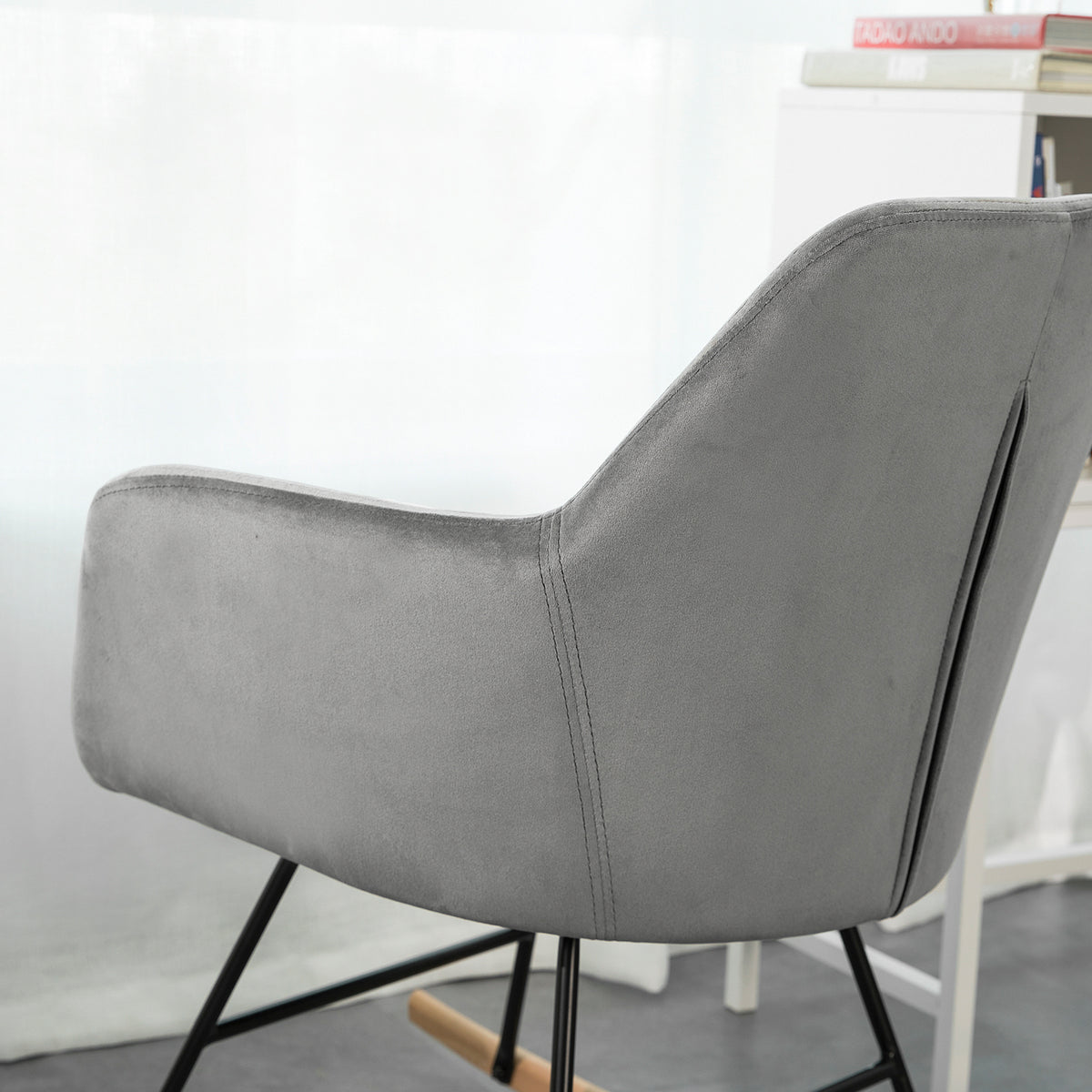 SoBuy FST68-HG Scaun balansoar cu cotiere Fotoliu de relaxare Picioare