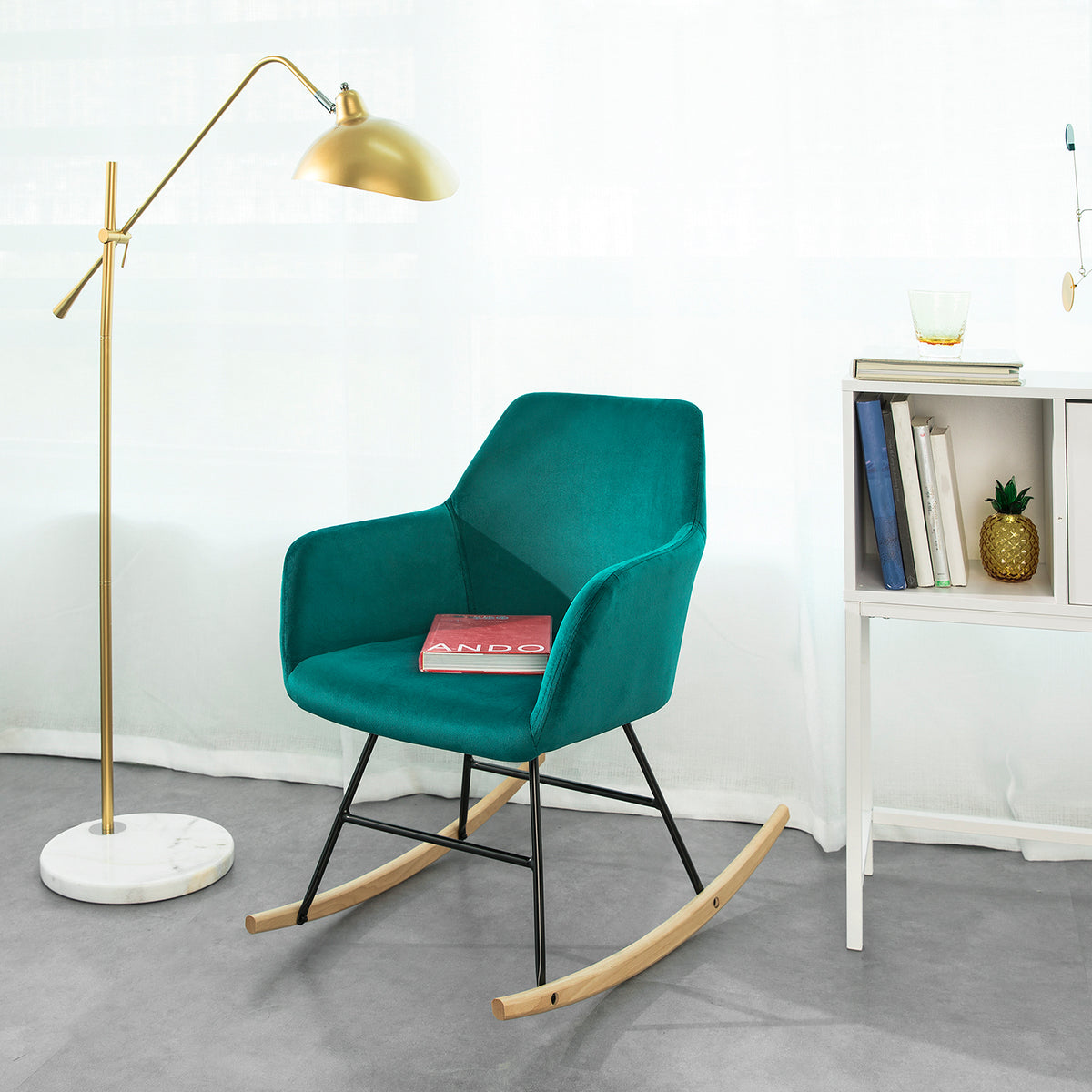 SoBuy FST68-TB Chaise à Bascule avec Accoudoirs Fauteuil de Relaxation Pieds