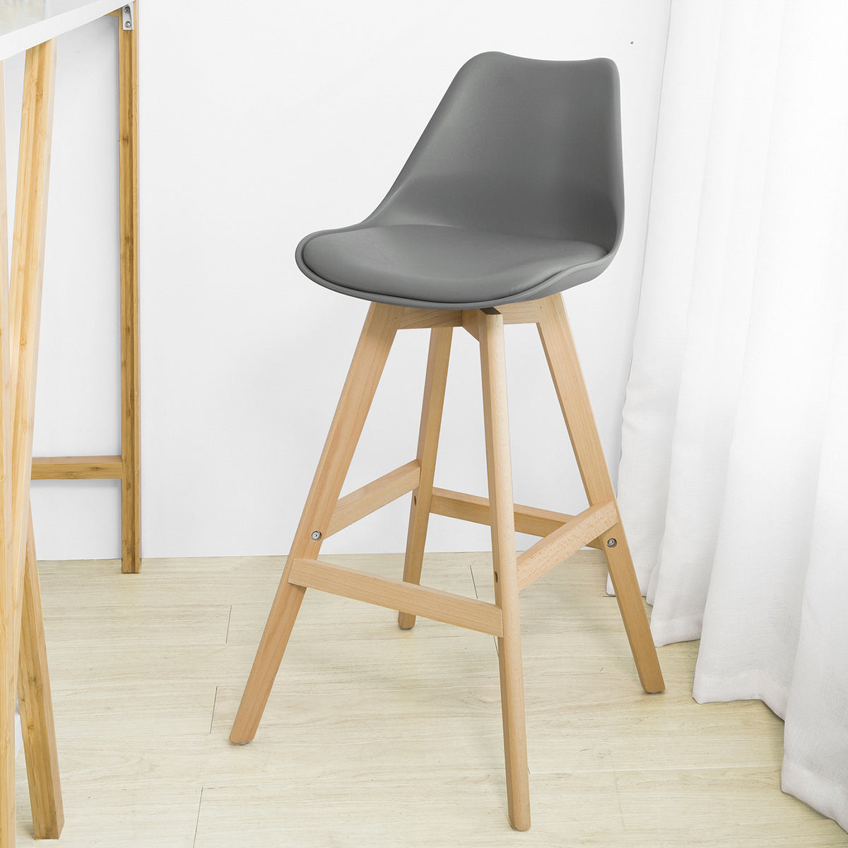 SoBuy FST69-HG Tabouret de Bar Tabouret Haut Cuisine Chaise de Bar avec Dossier