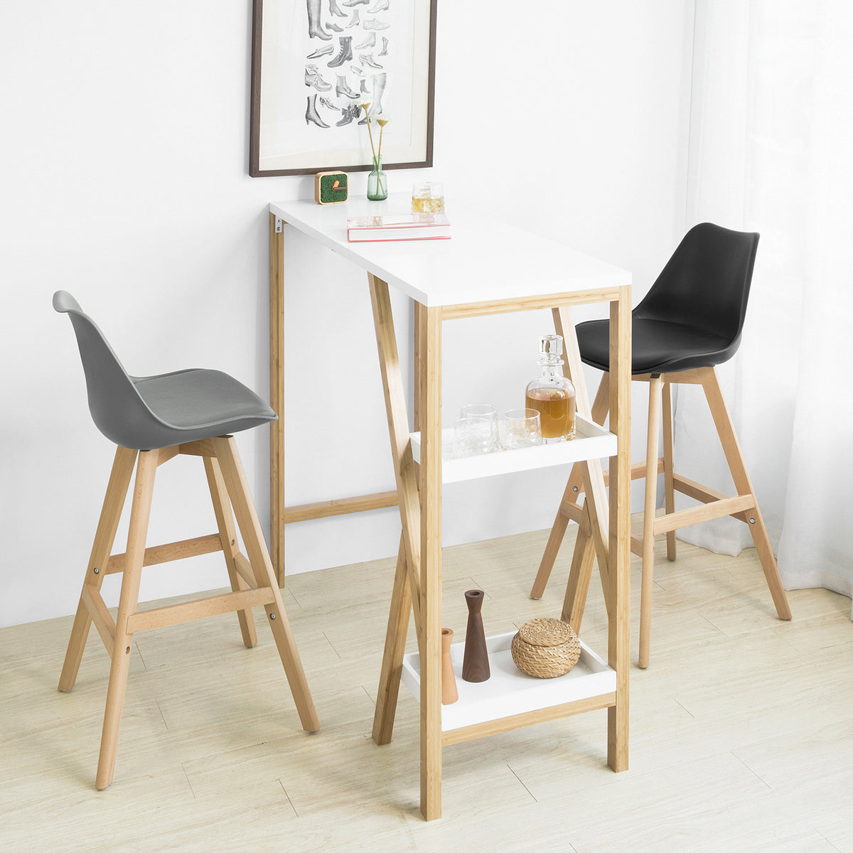 SoBuy FST69-Sch Scaun de bar Scaun înalt de bucătărie Scaun de bar cu spătar