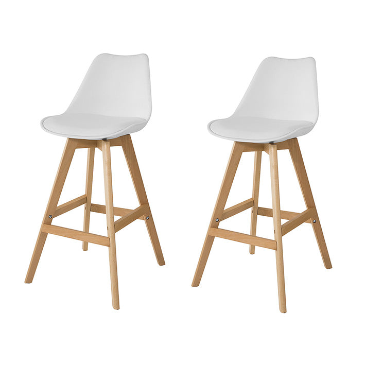 SoBuy FST69-W x2 Set de 2 Scaune de Bar pentru Bucătărie, Scaun Înalt de Bar cu Spătar și Suport pentru Picioare