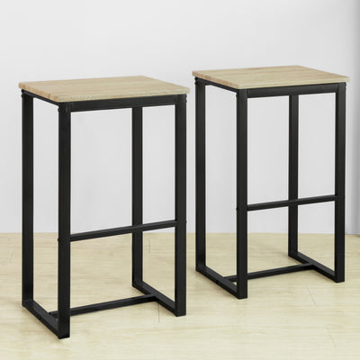 SoBuy FST74-Nx2 Set de 2 Scaune de Bar cu Suport pentru Picioare Scaun Înalt de Bar în Stil Industrial pentru Bucătărie, Sufragerie