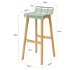 SoBuy FST76-GR Scaun de bar de design Scaun de bar bucătărie cu suport pentru picioare Picioare din lemn de stejar