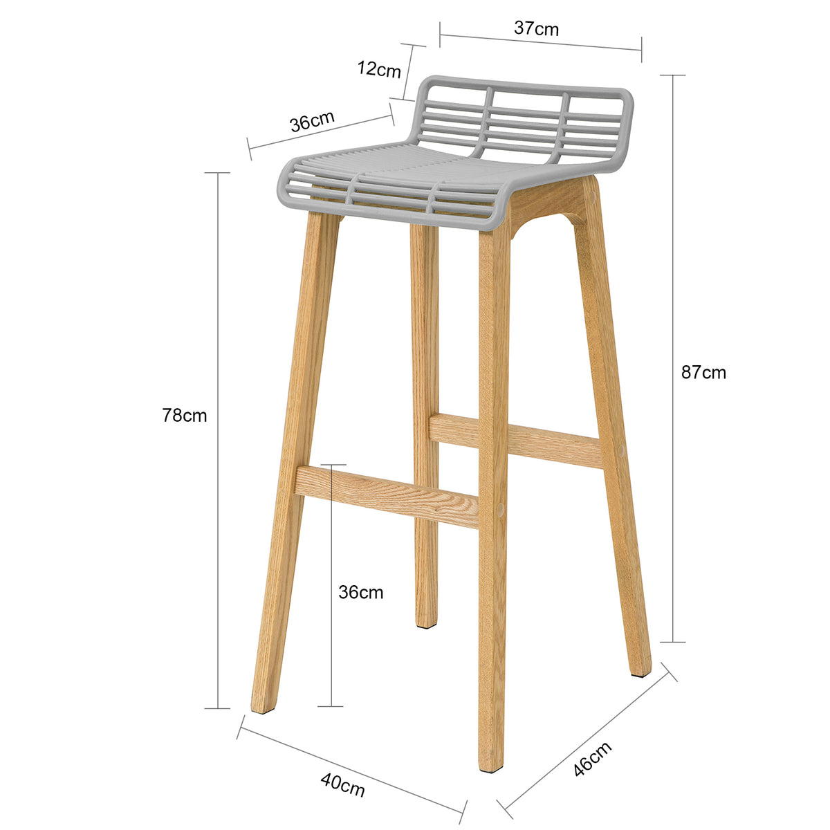 SoBuy FST76-HG Scaun de Bar Design Scaun de Bar Bucătărie cu Suport pentru Picioare Bază din Lemn de Stejar