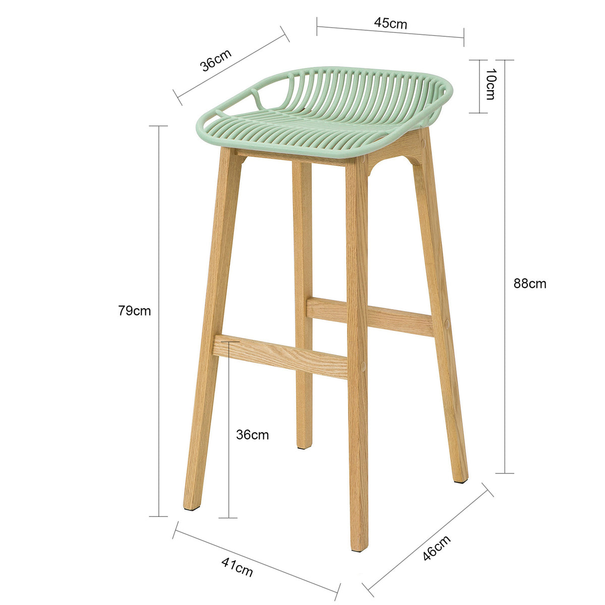 SoBuy FST77-GR Scaun de bar de design, Scaun de bar de bucătărie cu suport pentru picioare, Bază din lemn de stejar