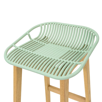 SoBuy FST77-GR Scaun de bar de design, Scaun de bar de bucătărie cu suport pentru picioare, Bază din lemn de stejar