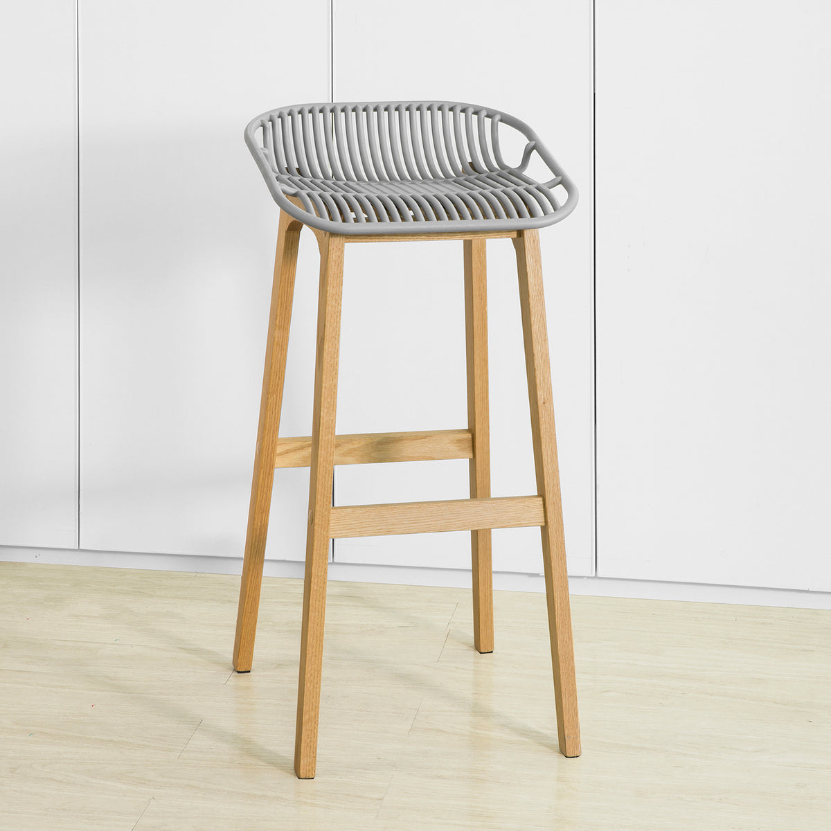 SoBuy FST77-HG Scaun de bar de design Scaun de bar pentru bucătărie cu suport pentru picioare Bază din lemn de stejar