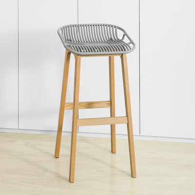 SoBuy FST77-HG Scaun de bar de design Scaun de bar pentru bucătărie cu suport pentru picioare Bază din lemn de stejar