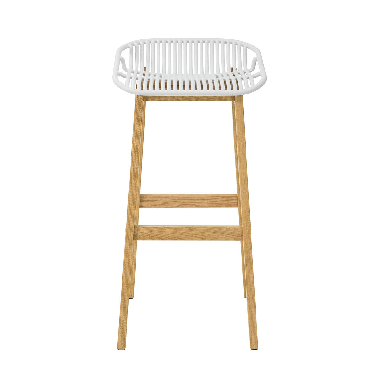 SoBuy FST77-W Tabouret de Bar Design Chaise de Bar Cuisine avec Repose-Pieds Piètement en Bois de Chêne