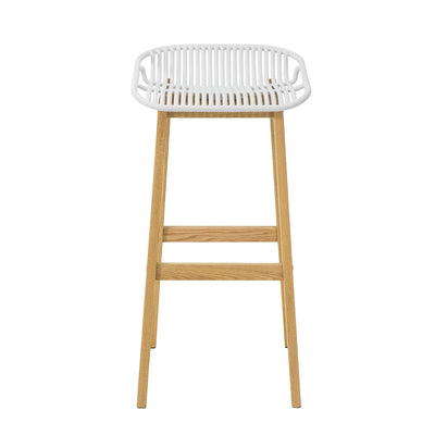 SoBuy FST77-W Tabouret de Bar Design Chaise de Bar Cuisine avec Repose-Pieds Piètement en Bois de Chêne