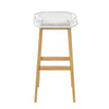 SoBuy FST77-W Scaun de bar de design Scaun de bar pentru bucătărie cu suport pentru picioare Bază din lemn de stejar
