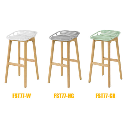 SoBuy FST77-GR Scaun de bar de design, Scaun de bar de bucătărie cu suport pentru picioare, Bază din lemn de stejar