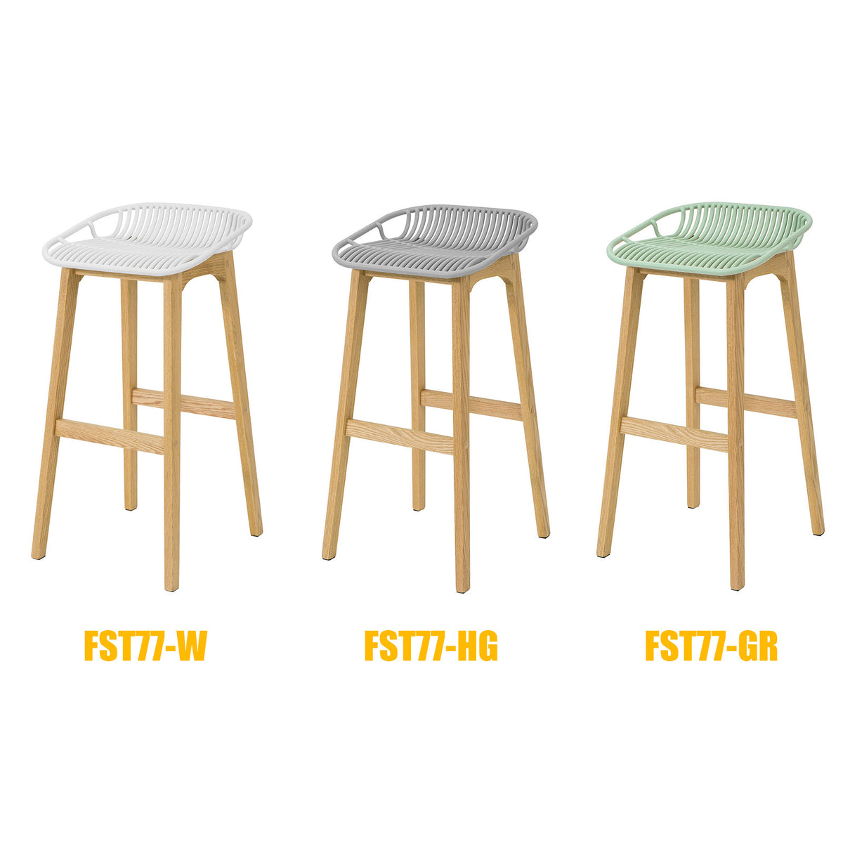 SoBuy FST77-HG Scaun de bar de design Scaun de bar pentru bucătărie cu suport pentru picioare Bază din lemn de stejar