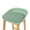 SoBuy FST78-GR Scaun de bar de design, scaun înalt de bar pentru bucătărie cu șezut tapițat, suport pentru picioare și bază din lemn de stejar