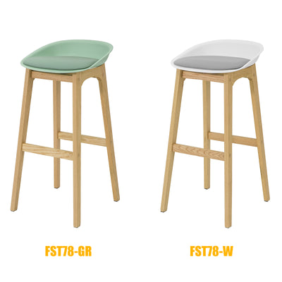 SoBuy FST78-GR Tabouret de Bar Design Chaise Haute de Bar Cuisine avec Assise Rembourrée Repose-Pieds et Piètement en Bois de Chêne
