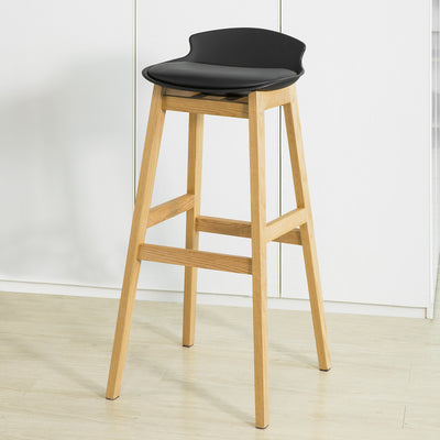 SoBuy FST79-SCH Tabouret de Bar Design Chaise Haute de Bar Cuisine avec Repose-Pieds et Piètement en Bois de Chêne Haute Qualité