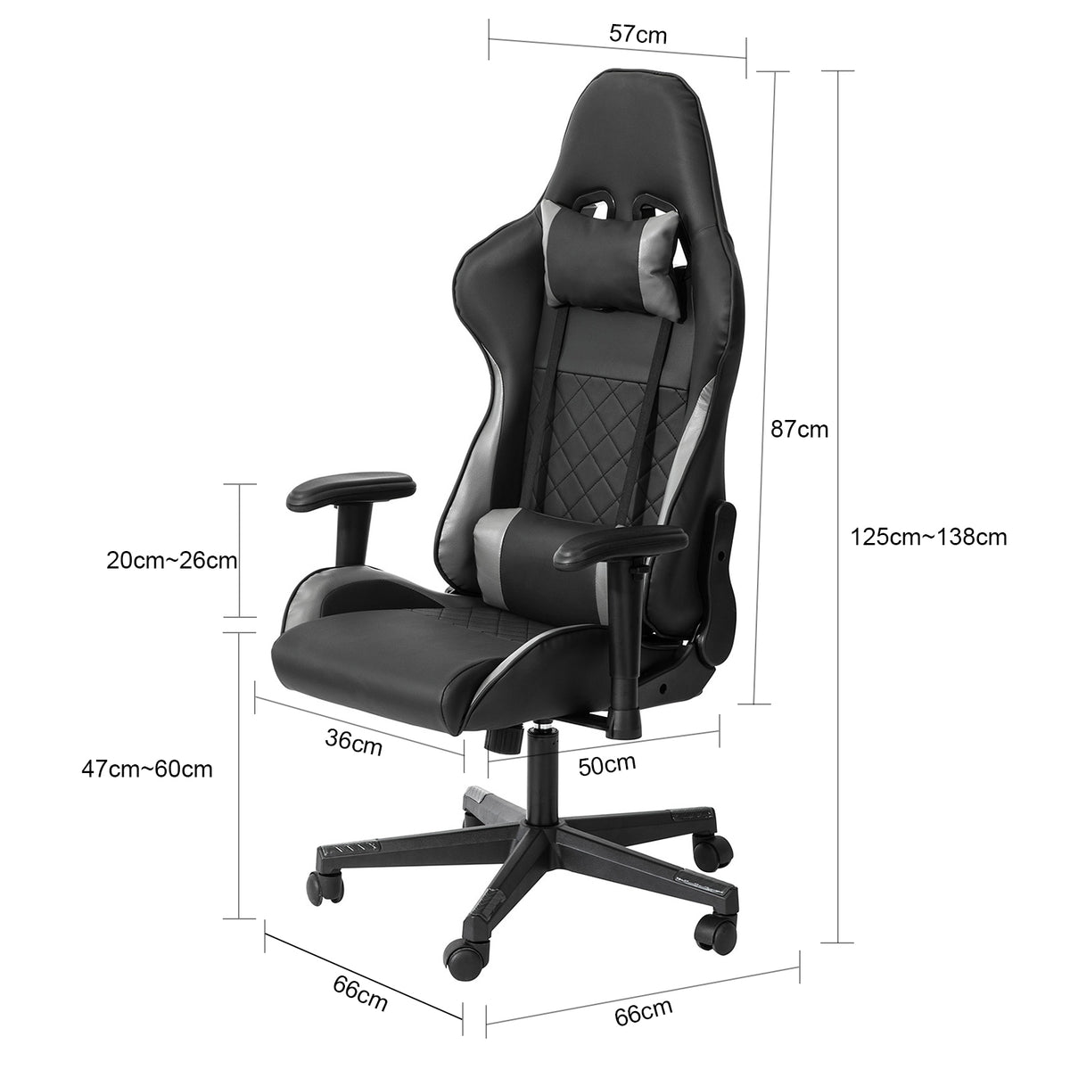 SoBuy FST82-Sch Scaun Gaming Scaun Gamer Ergonomic Scaun de Birou Rotativ -Înălțime Reglabilă