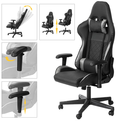 SoBuy FST82-Sch Scaun Gaming Scaun Gamer Ergonomic Scaun de Birou Rotativ -Înălțime Reglabilă