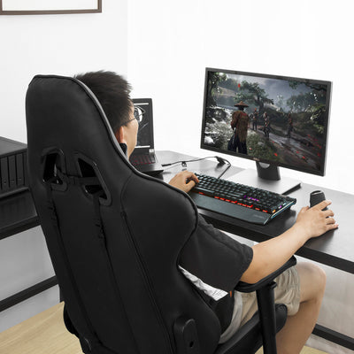 SoBuy FST82-Sch Scaun Gaming Scaun Gamer Ergonomic Scaun de Birou Rotativ -Înălțime Reglabilă