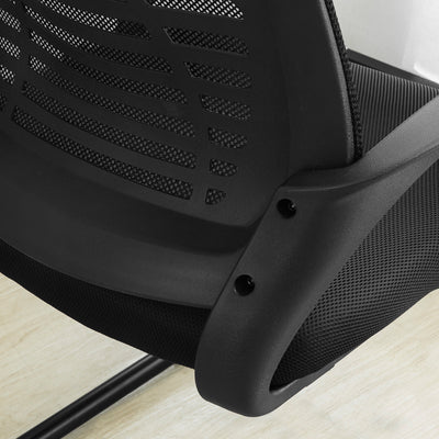 SoBuy FST83-Sch Scaun Cantilever din Plasă Scaun de Birou pentru Conferințe Fotoliu de Birou cu Șezut Tapițat