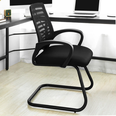 SoBuy FST83-Sch Scaun Cantilever din Plasă Scaun de Birou pentru Conferințe Fotoliu de Birou cu Șezut Tapițat