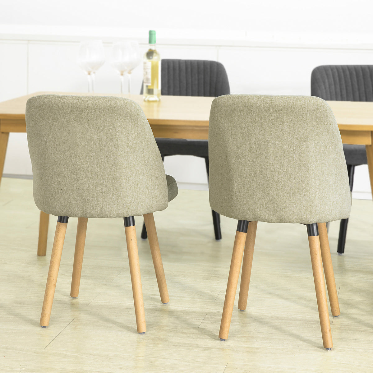SoBuy FST84-MI x2 Set de 2 Scaune de Dining Scaune de Bucătărie Scaune pentru Vizitatori cu Spătar și Șezut Tapițat