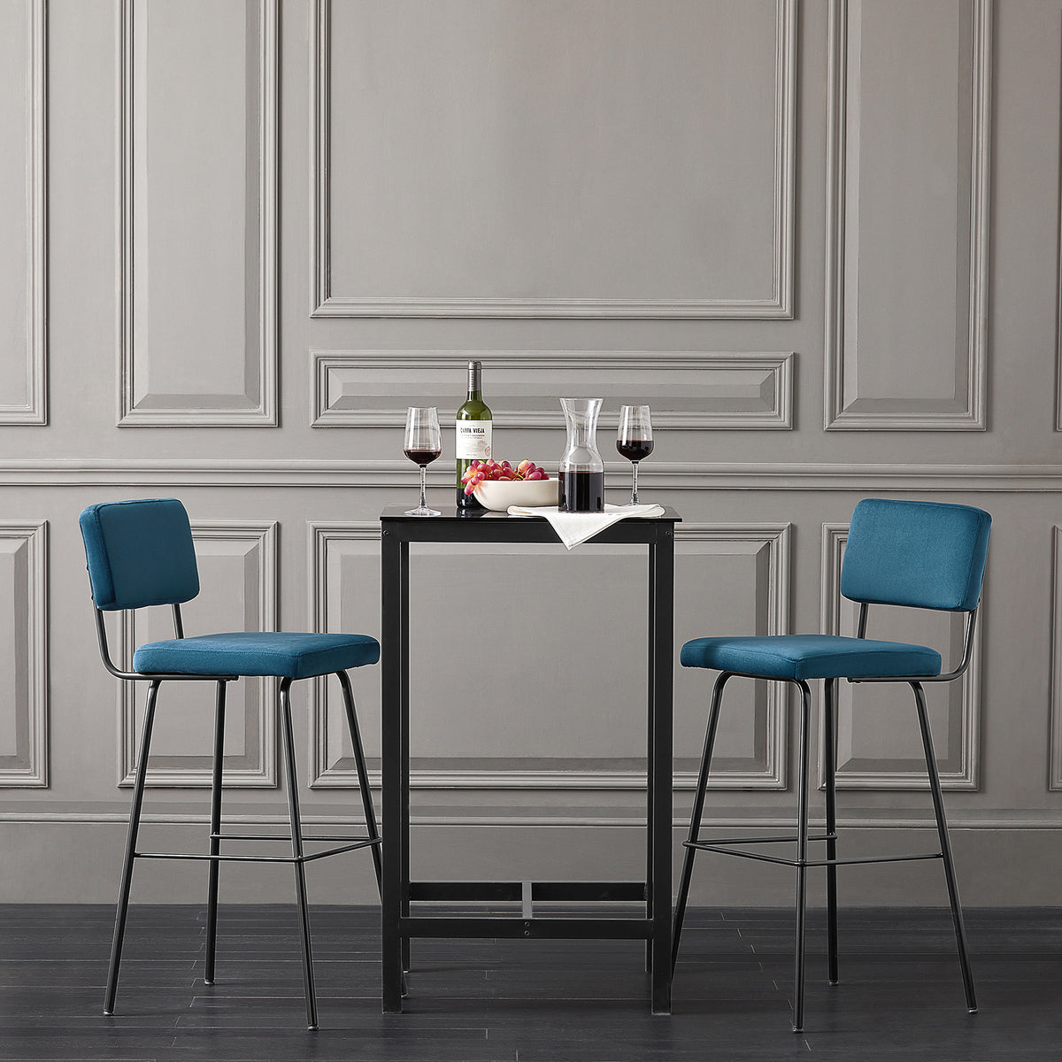 SoBuy FST90-Bx2 Set de 2 Scaune de Bar Design Scaune Înalte de Bistrou cu Spătar și Suport pentru Picioare, Scaune de Blat, Scaune de Bar