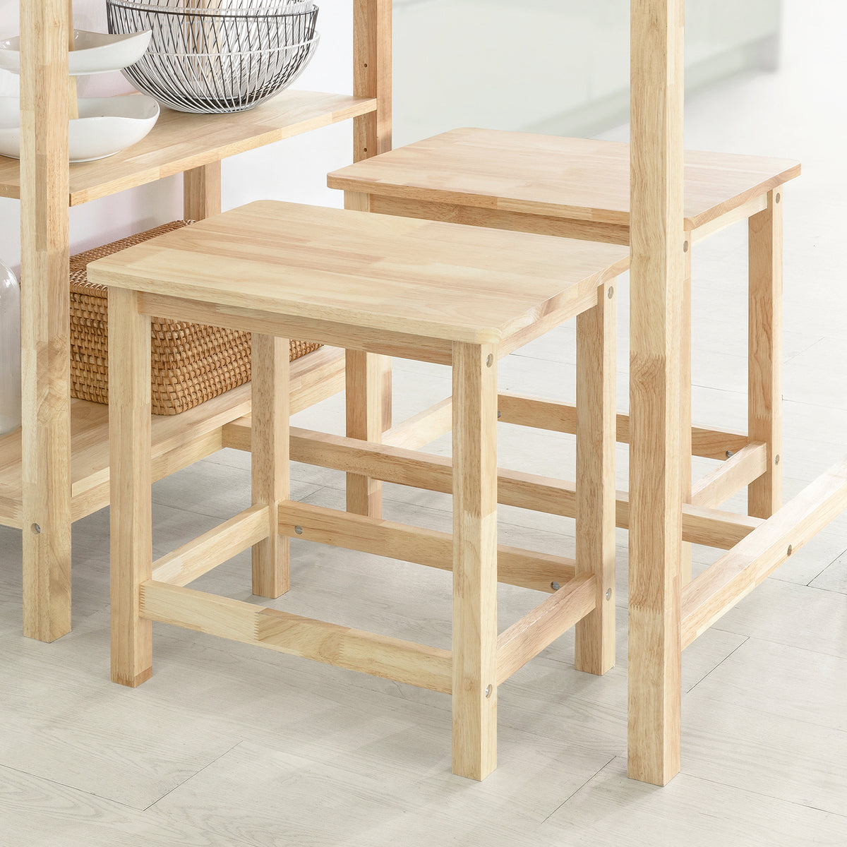 SoBuy FST91-Nx2 Set de 2 scaune de sufragerie, bucătărie din lemn de cauciuc