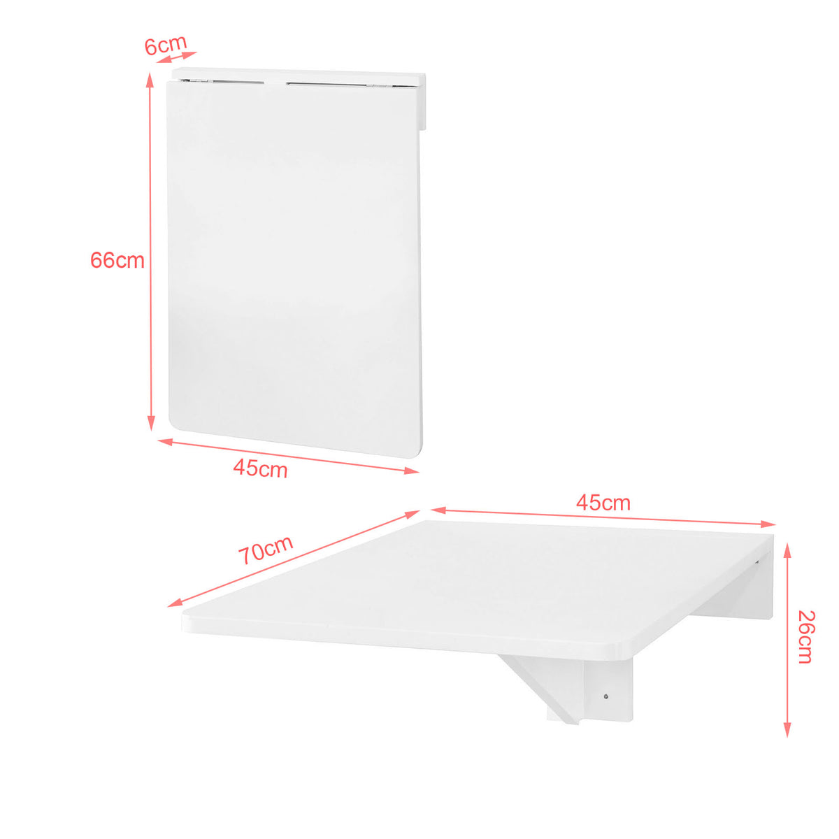 SoBuy FWT04-W Table murale rabattables, Table de cuisine pliante, Table à rabat pour enfant pliable