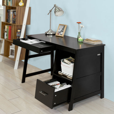 SoBuy Masă de birou negru cu bibliotecă FWT38-SH
