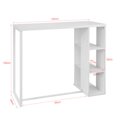 SoBuy FWT39-W Table Haute de Bar Mange-debout Cuisine avec 3 étagères de rangements