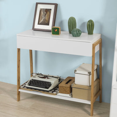 SoBuy FWT48-WN Table Console Table d’appoint avec tiroir et étagère