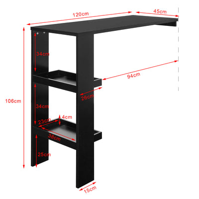 SoBuy FWT55-SCH Table de Bar Murale Table Haute de Bar Mange-Debout Cuisine