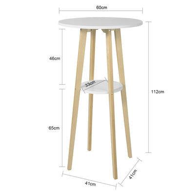 SoBuy FWT58-WN Masă de bar Masă înaltă de bar Masă de bucătărie rotă scandinavă pentru cafea