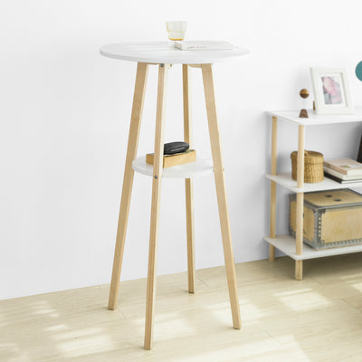 SoBuy FWT58-WN Masă de bar Masă înaltă de bar Masă de bucătărie rotă scandinavă pentru cafea