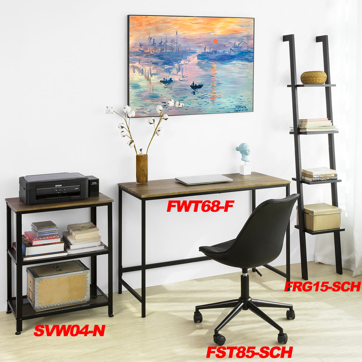 SoBuy FWT68-F Bureau Informatique Table de Travail Bureau d'Ordinateur Table de Bureau avec Grand Plan de Travail
