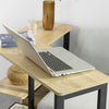 SoBuy Masă de cafea cu roți de masă în formă de LA cu 2 rafturi, consolă de birou unghiul